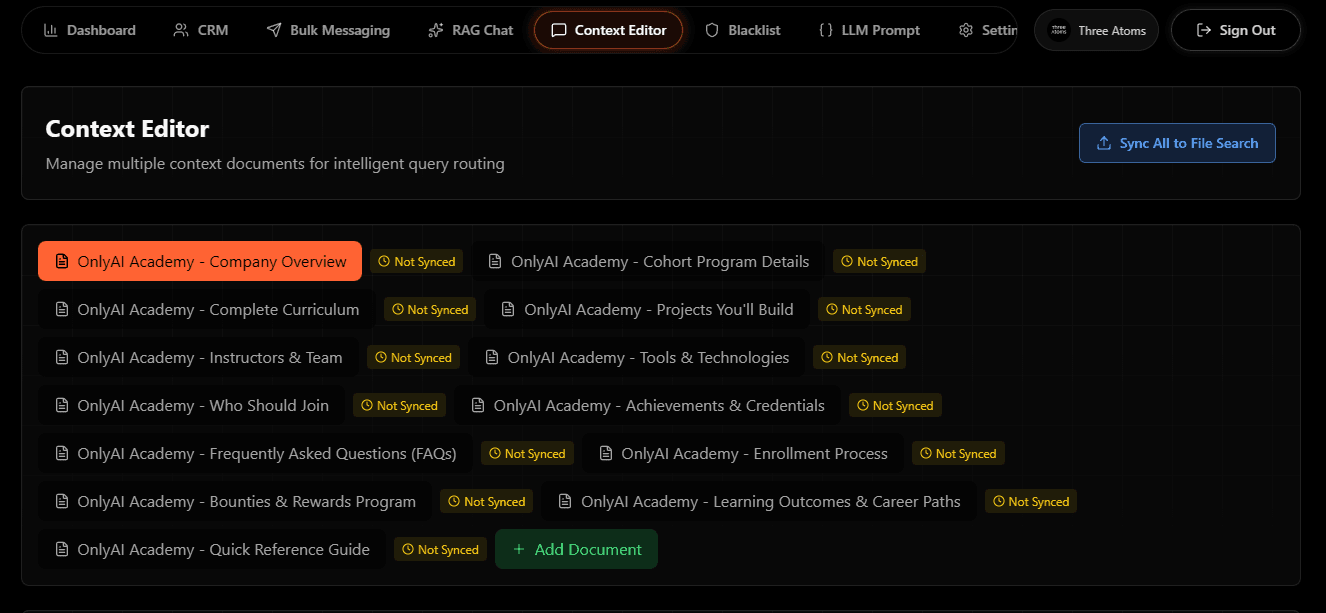 Only AI Academy Agent screen 3