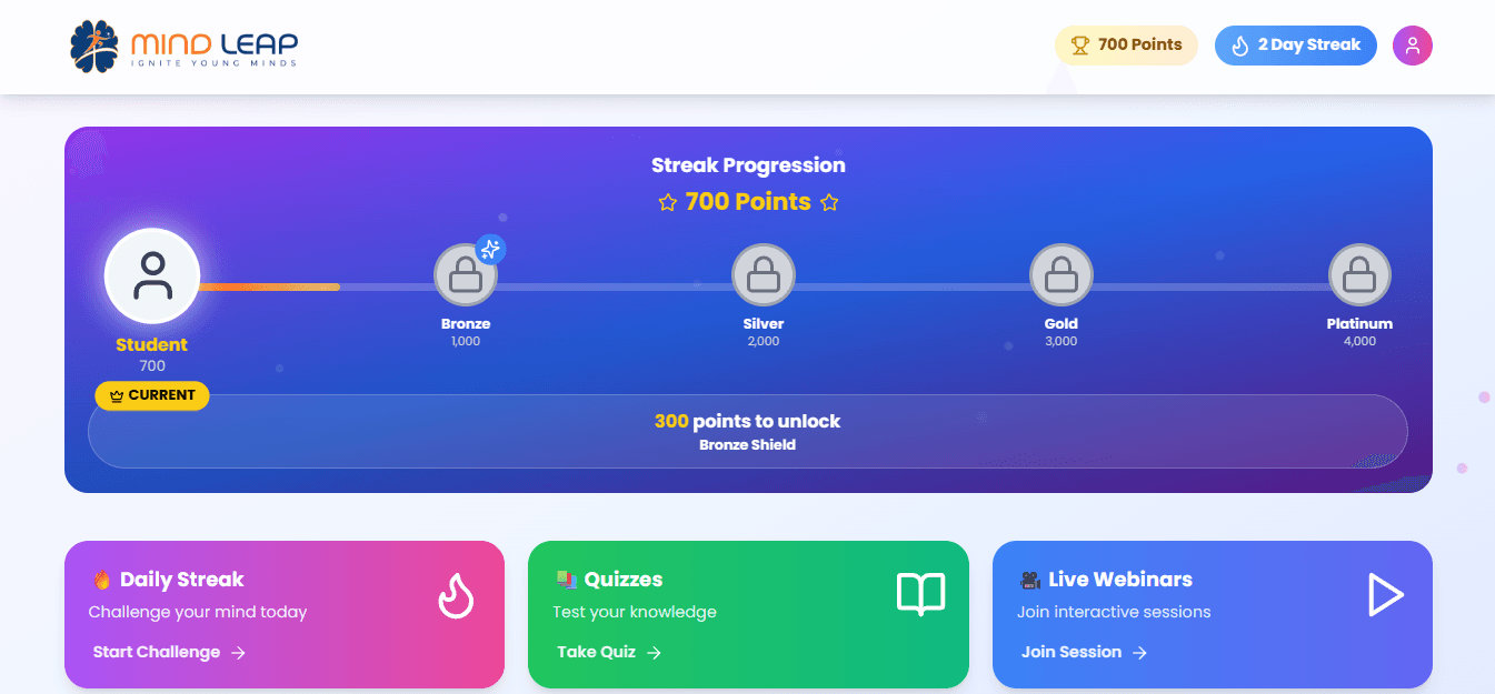 Gamified Learning Platform screen 2